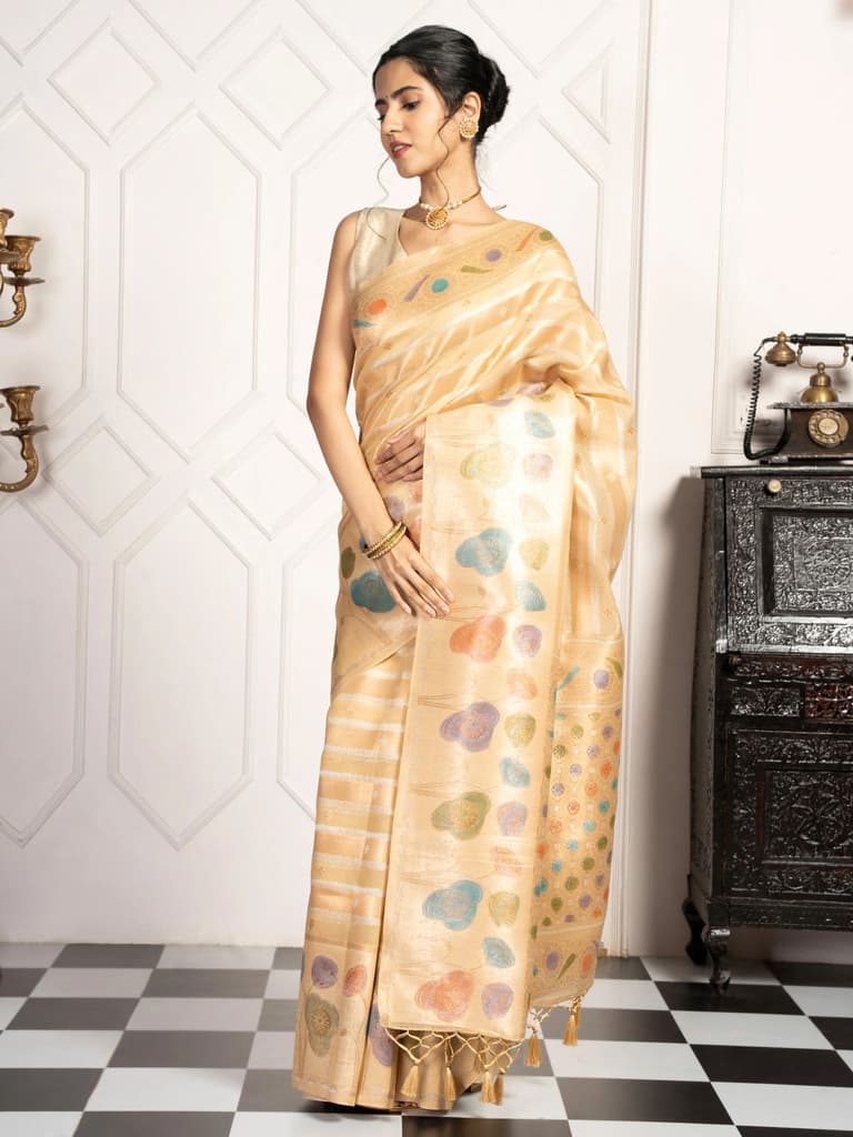 Mimosa Women's Woven Design Banarasi Style Art Silk Saree With Blouse Piece : SA00002064YLWFREE — photo 3