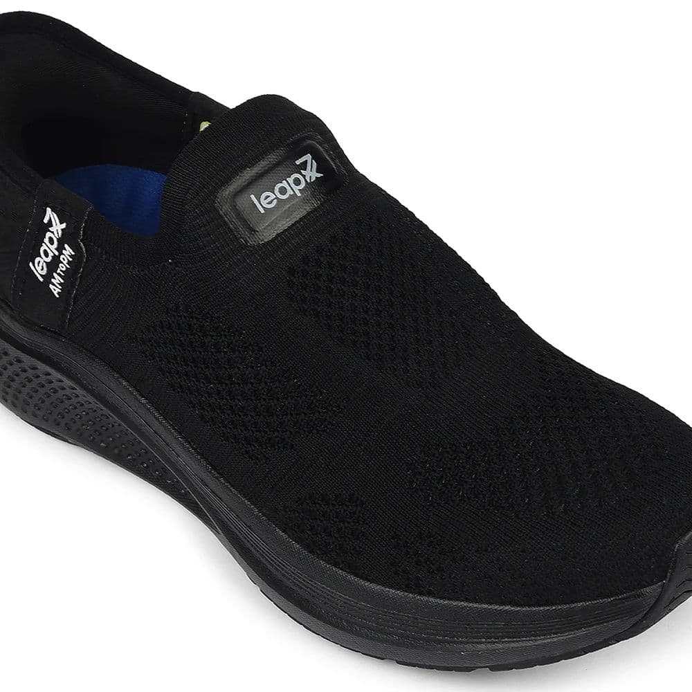 Leap7x Black Sports Non Lacing Walking Shoes For Men EAZYGO-253 By Liberty — photo 5