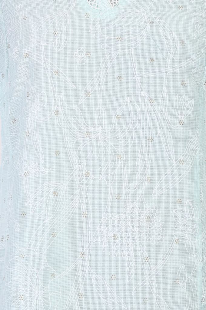 Light Blue Chikankari Embroidered Kota Straight Kurta — photo 2