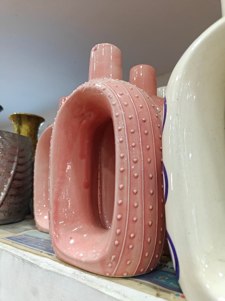 Pink Vase with Eye Design | Ceramic | Home Decor | Eye-catching