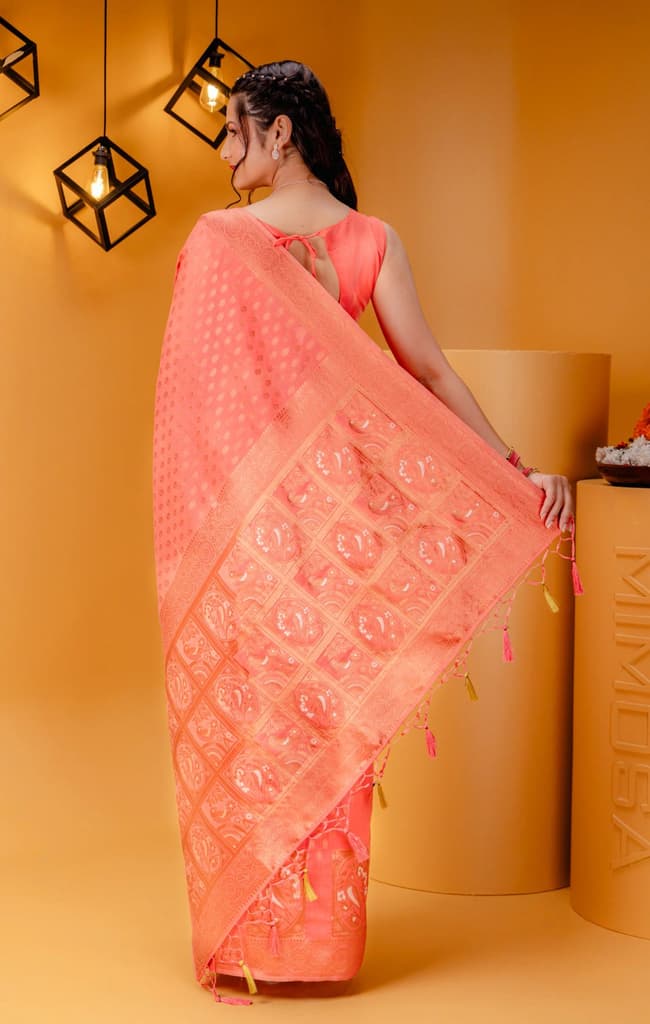 Mimosa Women's Woven Design Banarasi Style Art Silk Saree With Blouse Piece : SA00001807GJFREE — photo 6