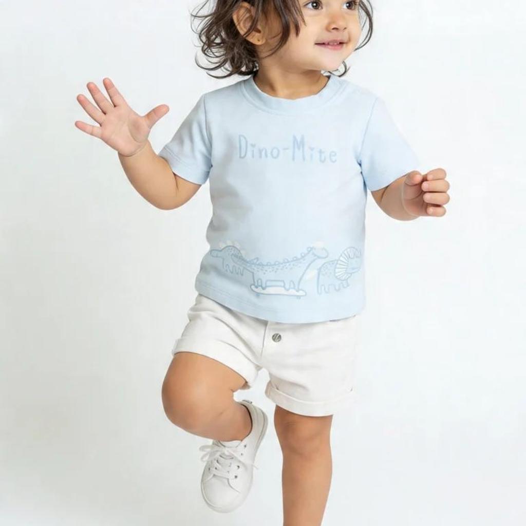 HOP Baby Girls White High-Rise Denim Shorts
