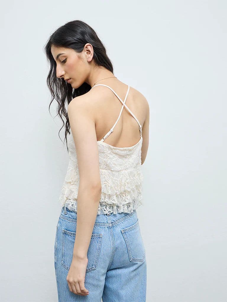 Nuon Off-White Lace Top — photo 4