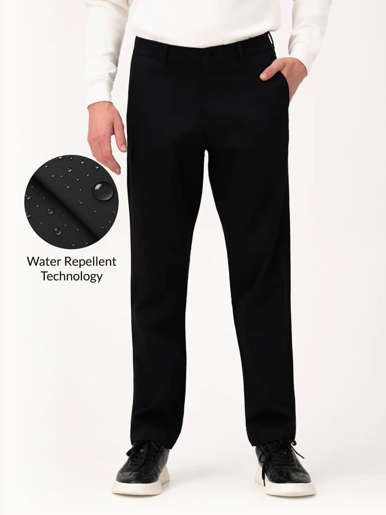 Noctara Black Relaxed Fit Stretch Chinos for Men — photo 2