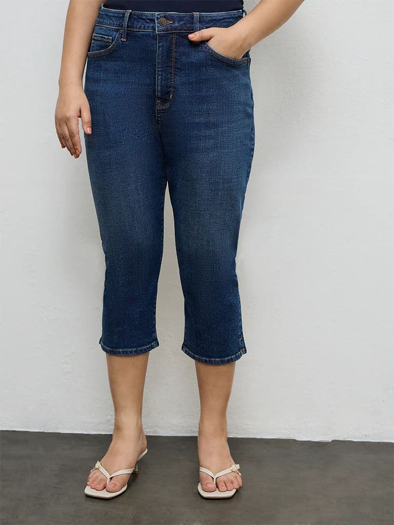 Gia Dark Blue High-Rise Capri Jeans — photo 2