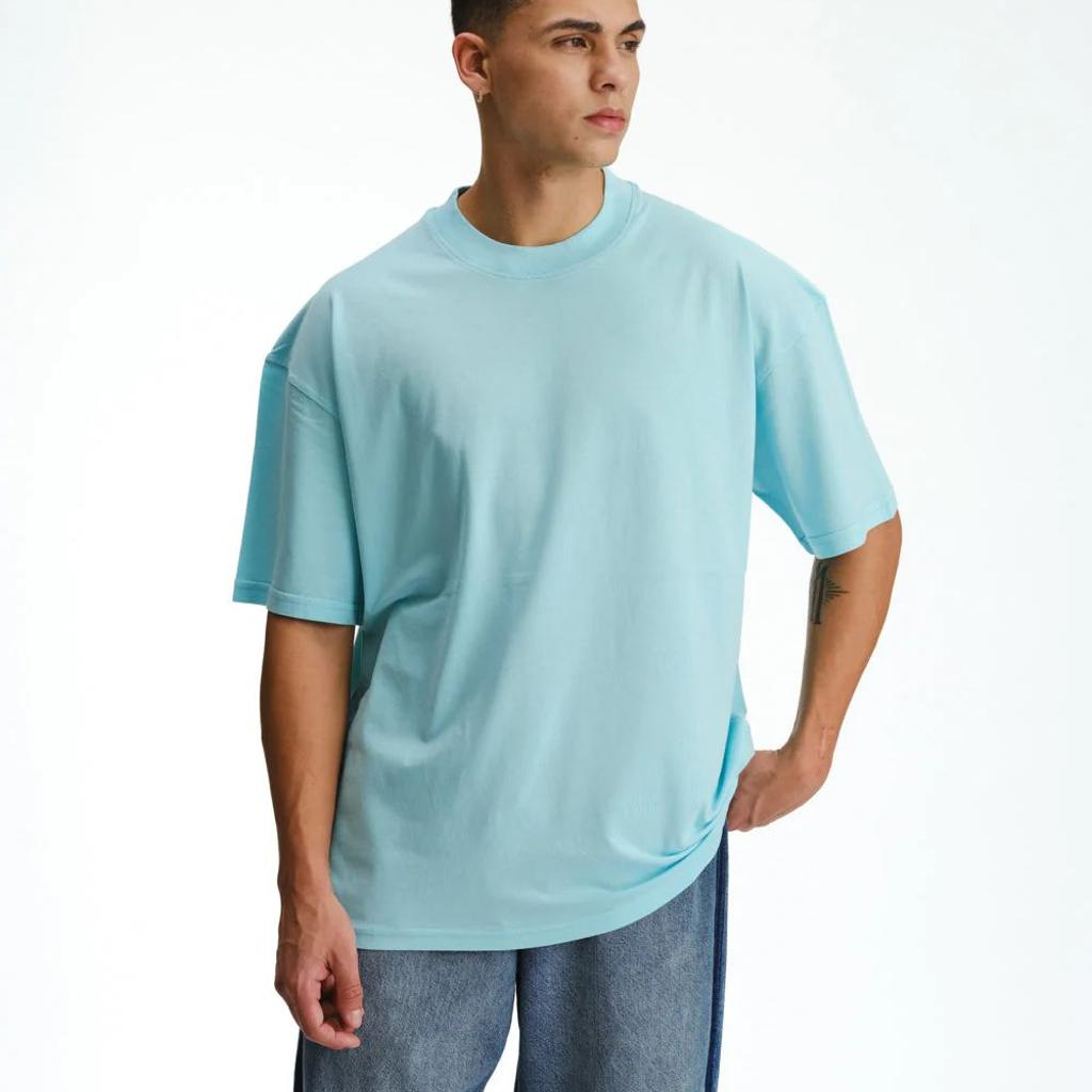 Solid Aqua Soft Jersey Oversized T-shirt