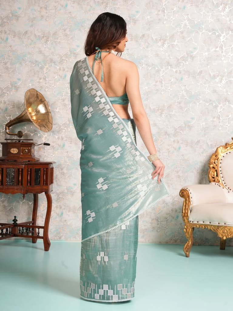Mimosa Women's Woven Design Banarasi Style Tissue Crush Saree With Blouse Piece : SA00002009SFFREE — photo 4