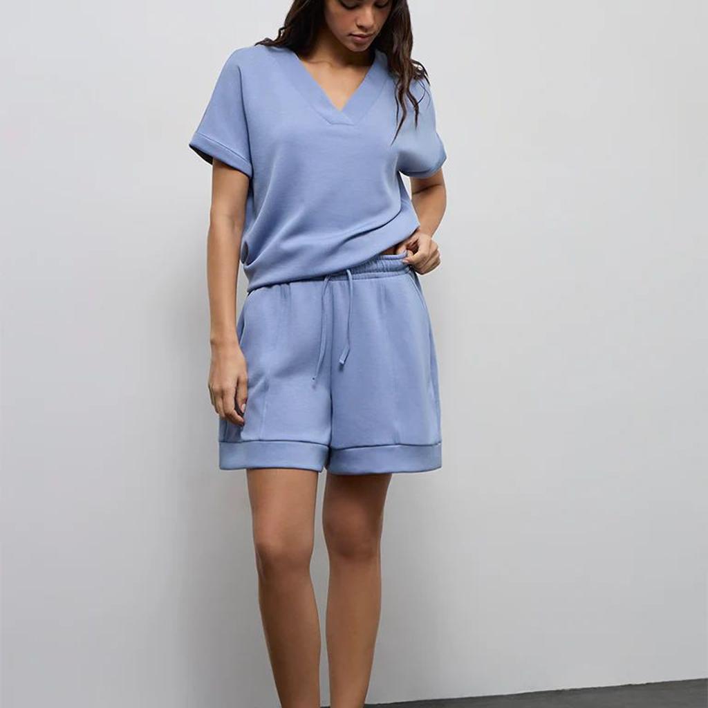 Wunderlove Dusty Blue Solid High-Rise Shorts