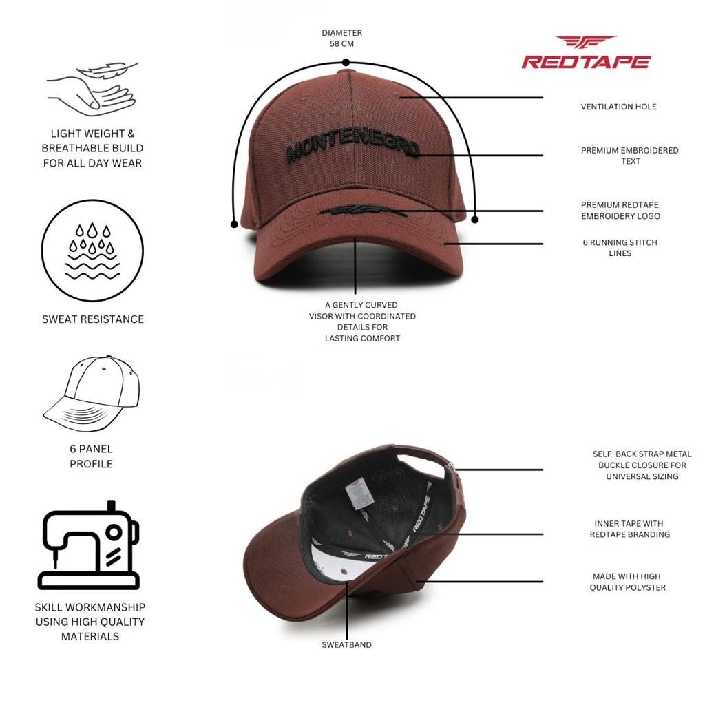 Unisex Brown Solid Polyester Baseball Cap with Adjustable Strap — photo 4