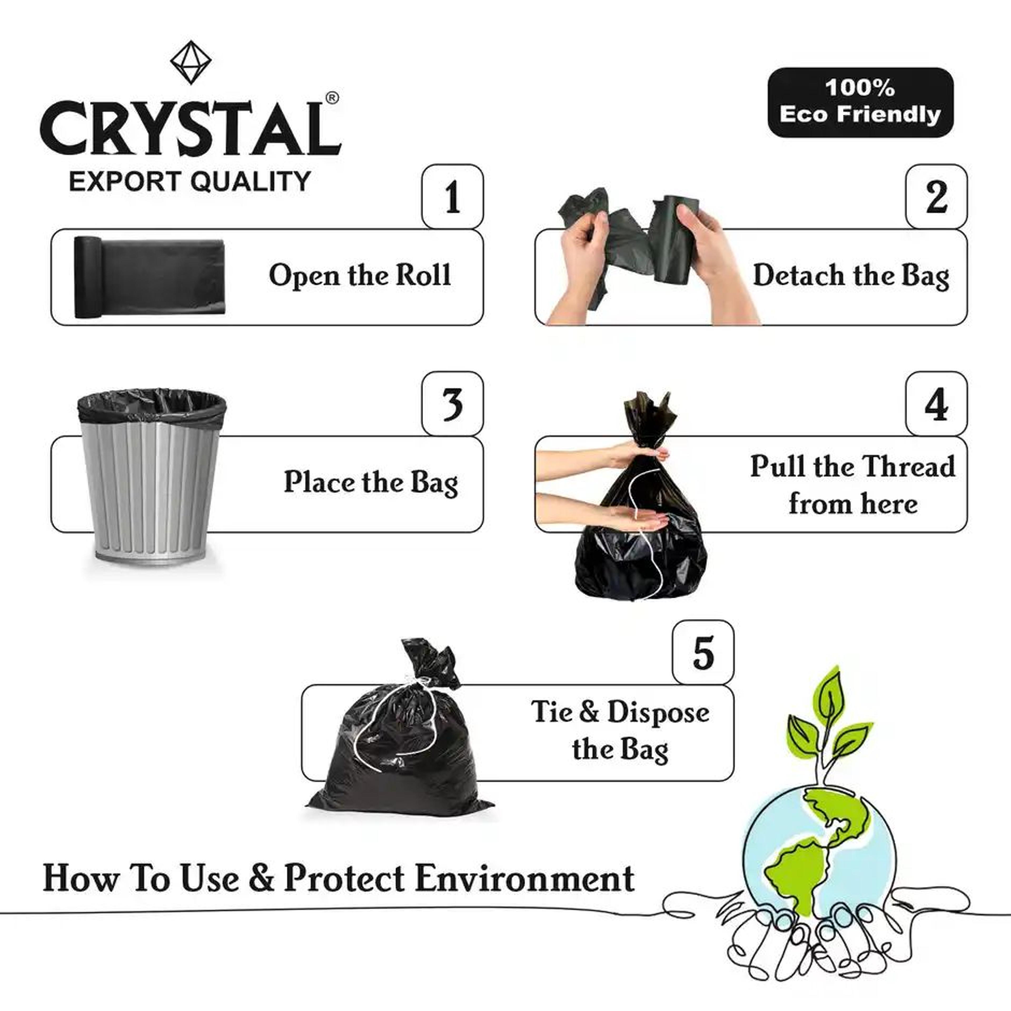 Crystal Extra Large Black Garbage Bag Roll 30X37