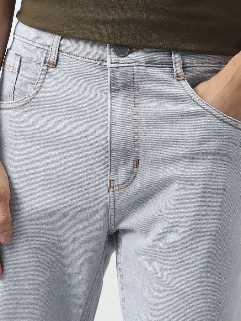 Men's Ice Grey Slim Fit Washed Denim Jeans Stretchable — photo 6
