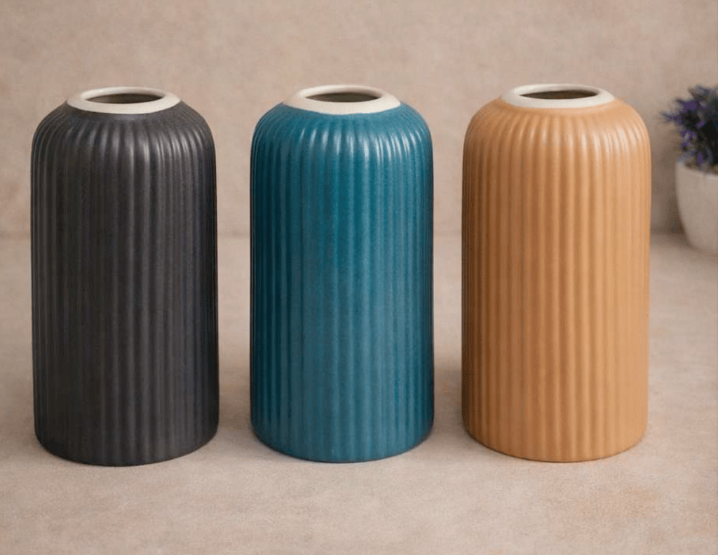 Fluted Ceramic Vases