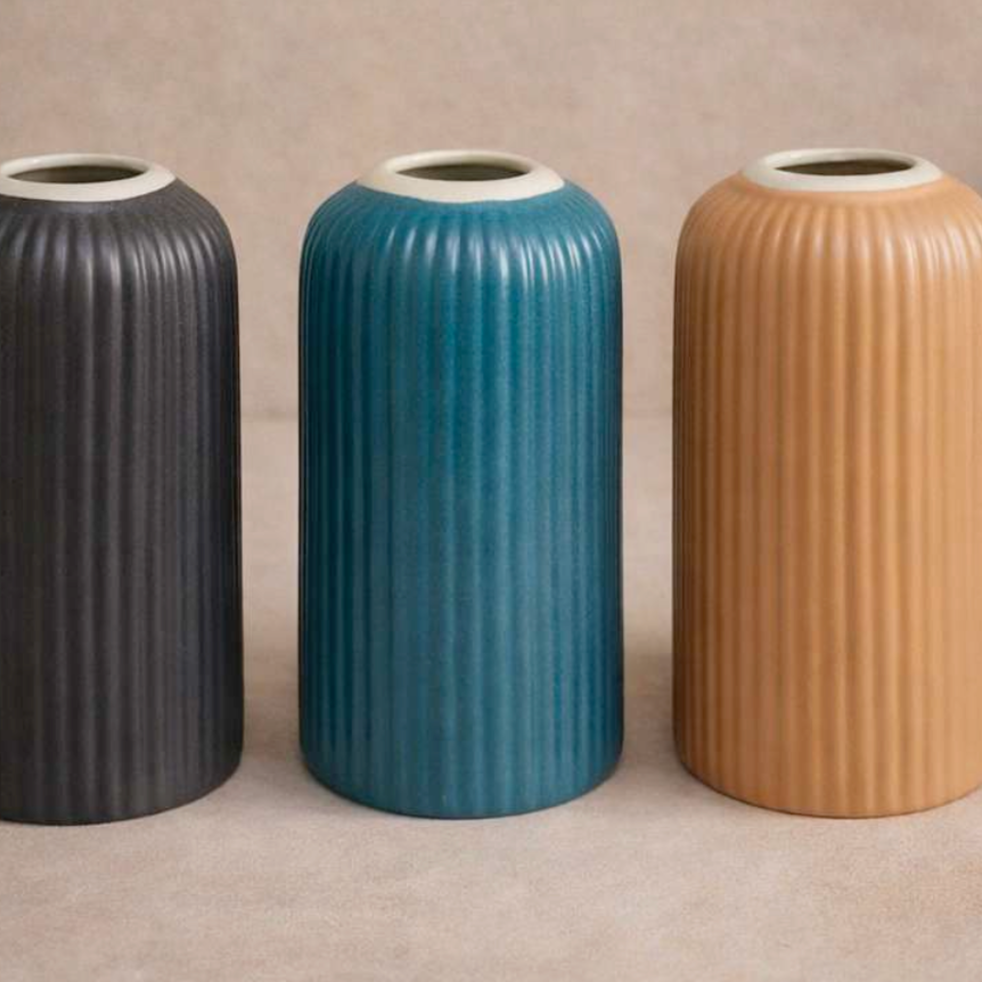 Fluted Ceramic Vases