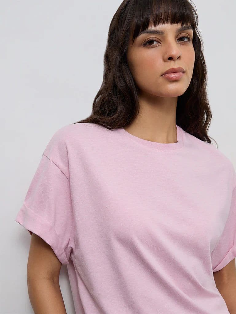 Wunderlove Pink Melange T-Shirt — photo 3