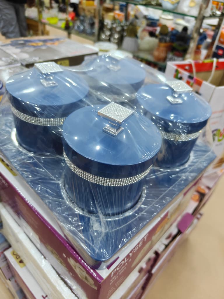 Blue Glass Jar with Silver Lid | Kitchen Storage | Glass | Blue