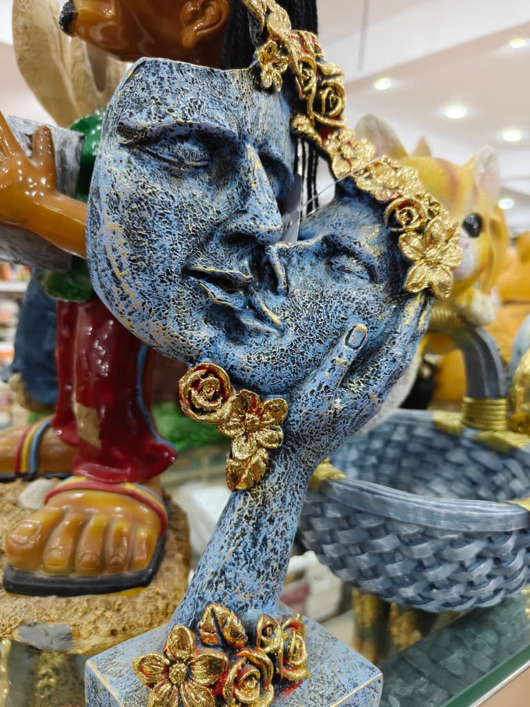 Blue Sculpture | Art Deco | Ceramic | Gold