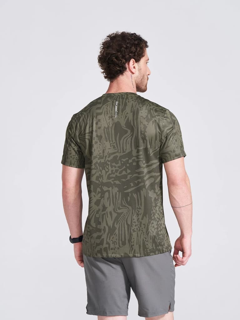 Men's Olive Printed Round Neck T-Shirt — photo 5