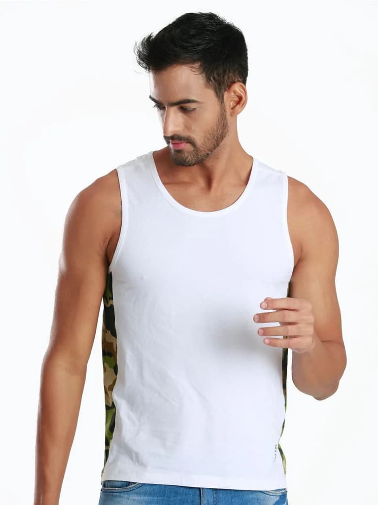 Rib Camo White Active Fit Camo Printed Organic Bamboo Vest (Pack Of 1) — photo 4