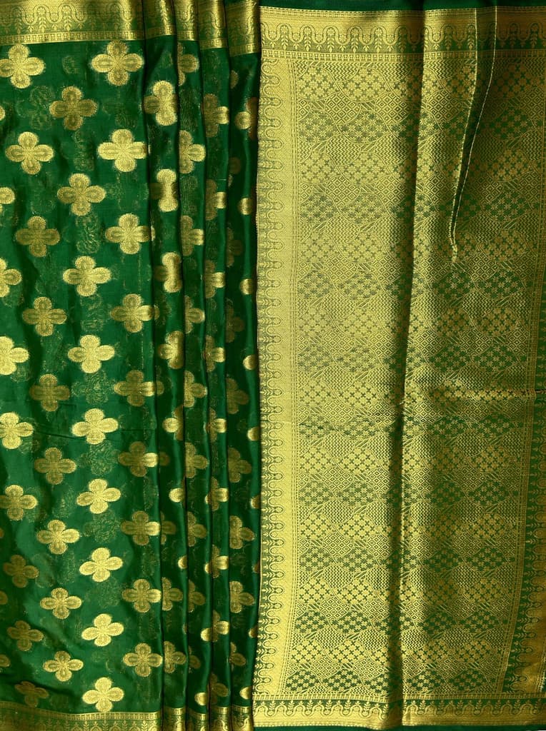 MIMOSA Women's Woven Design Mysore Silk Style Crepe Saree with Blouse Piece - Green ( SA00003122GRNFREE ) — photo 5