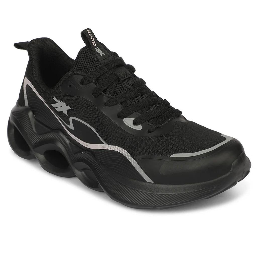 Leap7X ZQ-DWM-01 Airflow Outsoles Black Sports Non Lacing Walking Shoes for Men by Liberty
