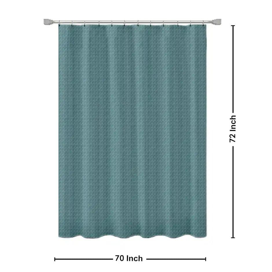 Lushomes Waffle Weave Shower Curtain - Aqua Blue | Thick Fabric | 70 x 72 inch | Rust-Resistant — photo 2