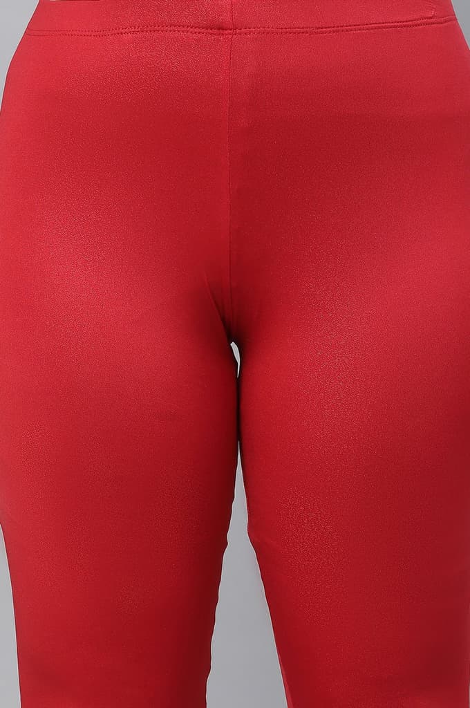 Red Solid Skinny Fit Tights — photo 6