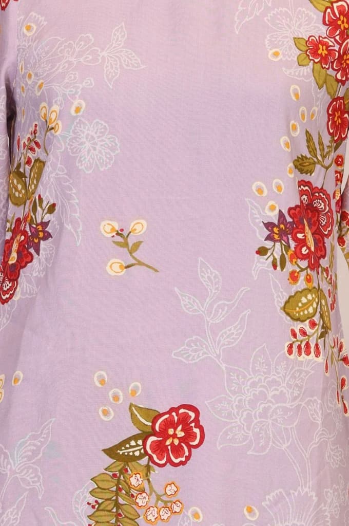 Lavender Floral Printed Lace Straight Kurta — photo 2