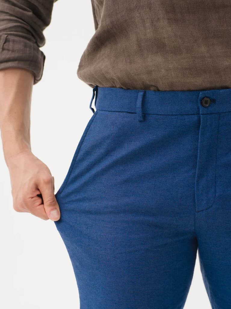Aqualon Blue 100% Linen Pants