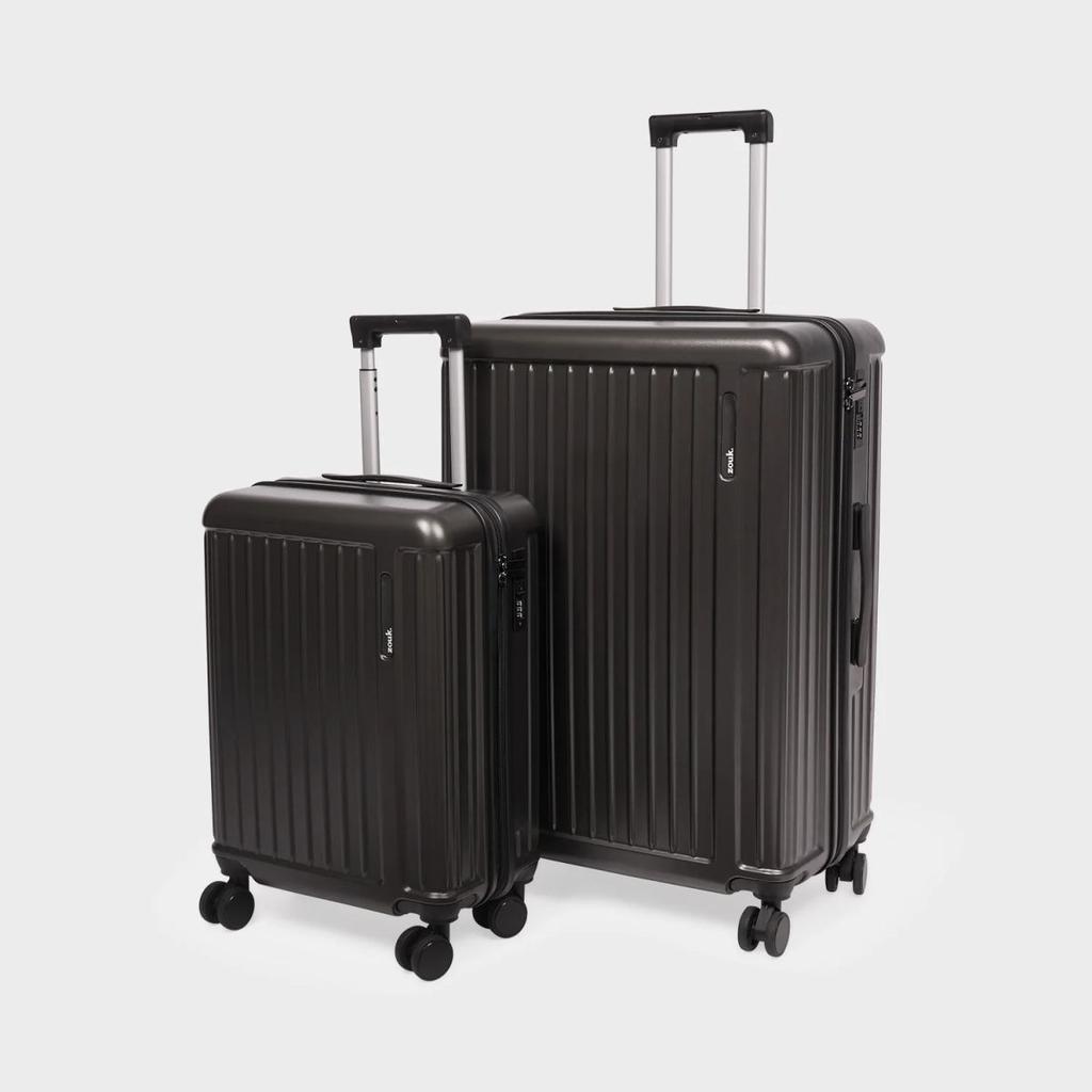 Charcoal Grey Sahana Trolley Bag - Set of 2 (Cabin + Large)
