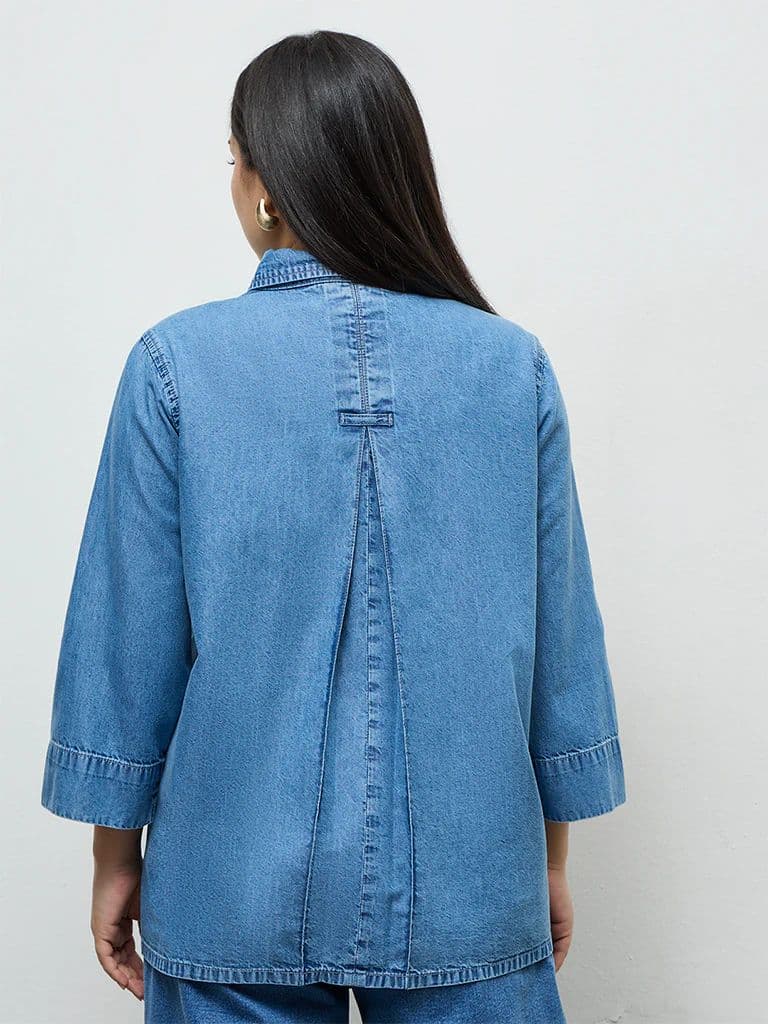 Gia Light Blue Washed Denim Shirt — photo 4