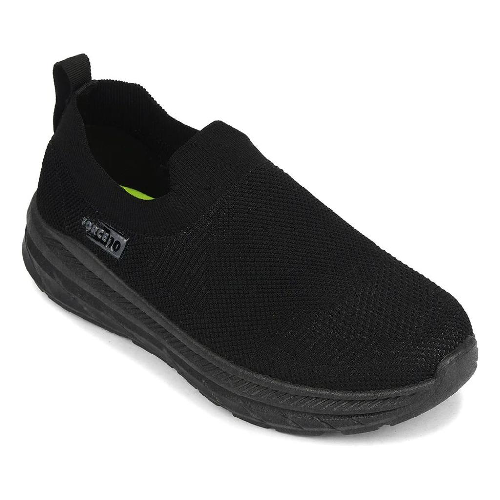 Force 10 Black Sports Non Lacing Walking Shoes For Men MATCHER-7E By Liberty