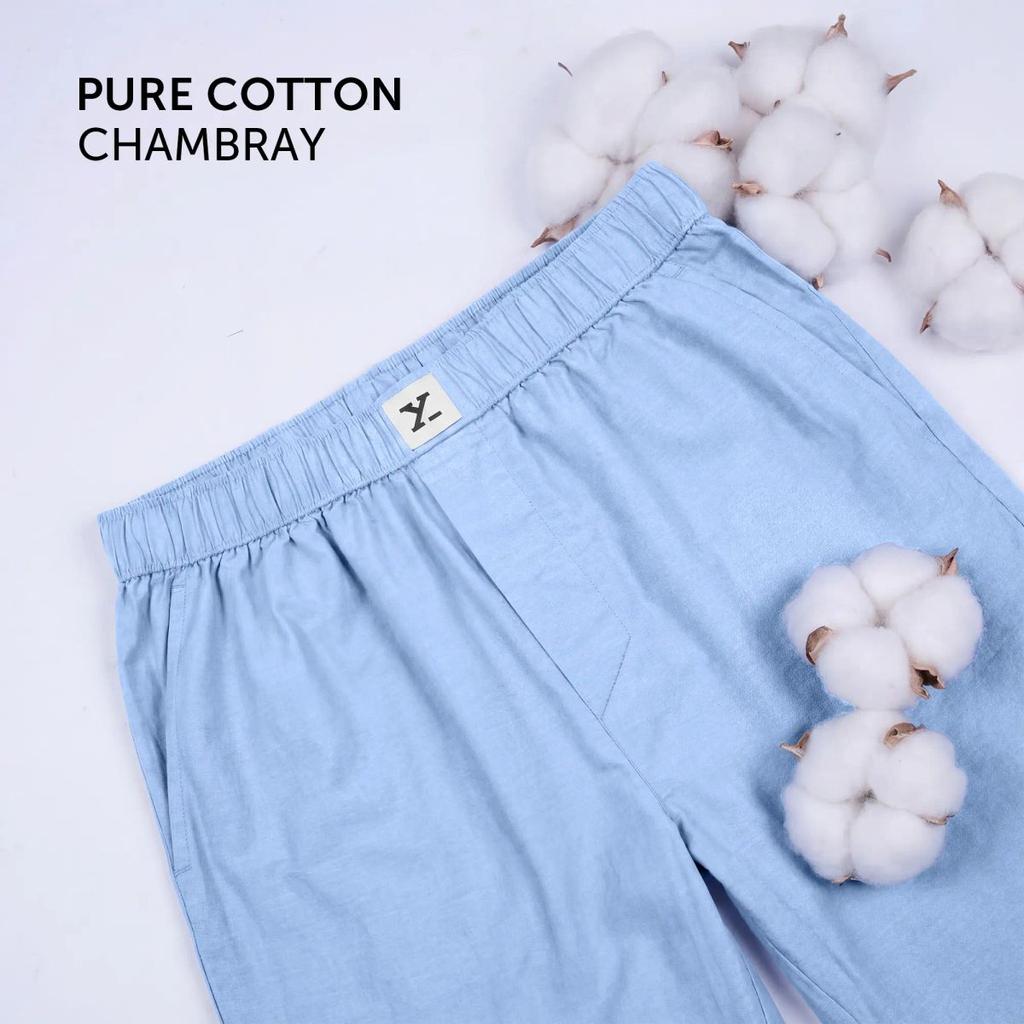 Ultra-Breathable Cotton Chambray Pyjamas - Powder Blue — photo 3