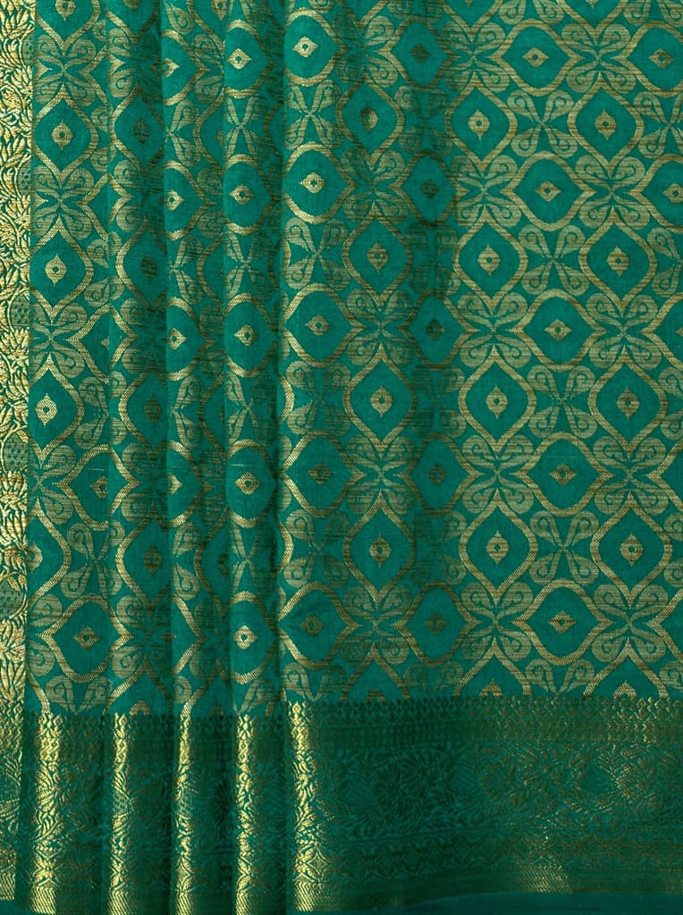 MIMOSA Women's Woven Design Banarasi Style Raw Silk Saree with Blouse Piece - Rama ( SA00003131RMFREE ) — photo 6