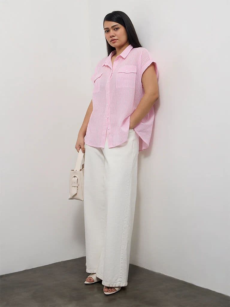 Gia Pink Striped Cotton Shirt — photo 2