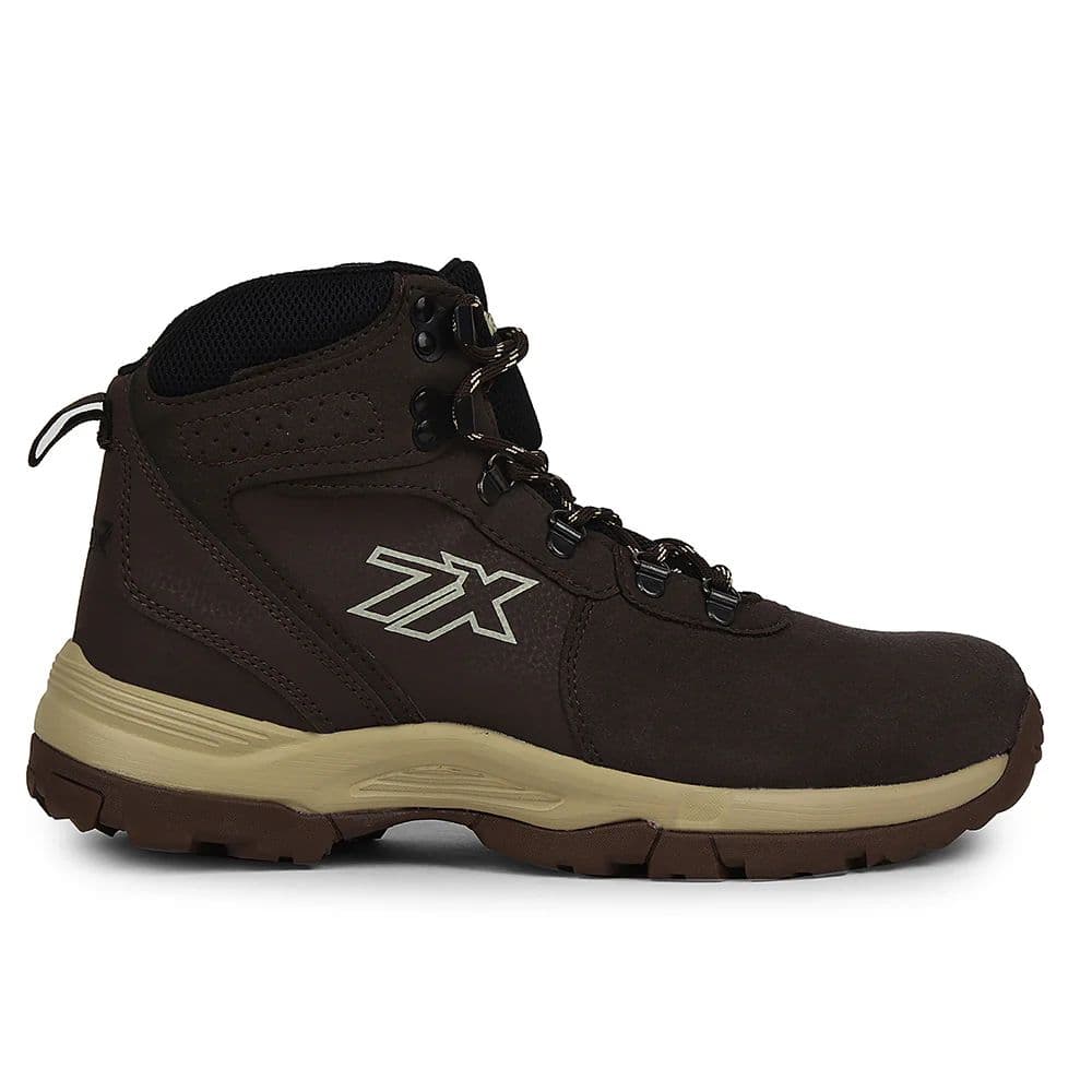 Leap7x Brown Sports Lace-Up High Ankle Trekking Shoes For Men PLATINUM-E By Liberty — photo 2