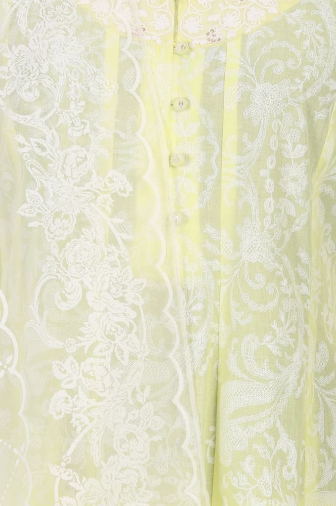 Yellow Floral Printed Lace Pure Cotton Straight Kurta with Straight Pants and Dupatta Set — photo 6