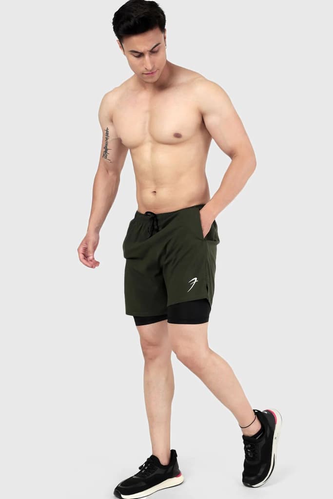 2 in 1 Compression Shorts Olive — photo 3