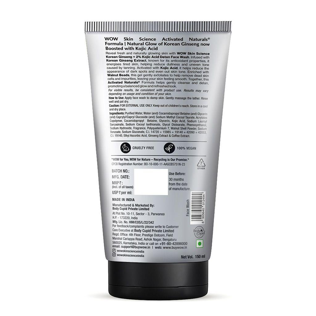 Men's Korean Ginseng & Kojic Acid Detan Face Wash Gel Brightening