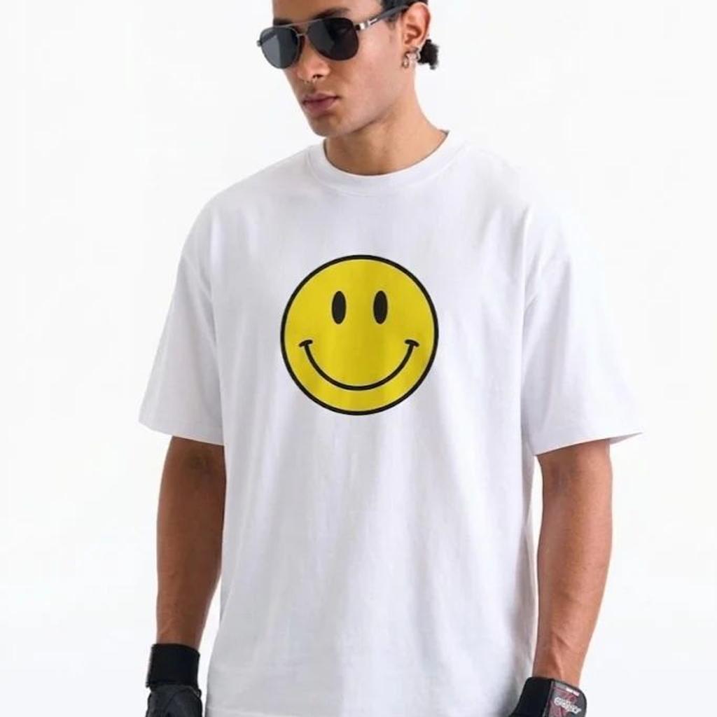Smiley Originals White 100% Supima Cotton Oversized T-shirt