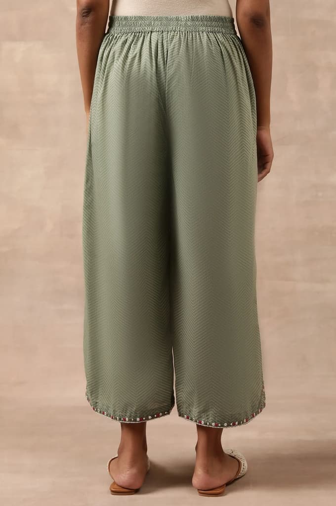 Olive Green Chevron Print Parallel Pants — photo 2