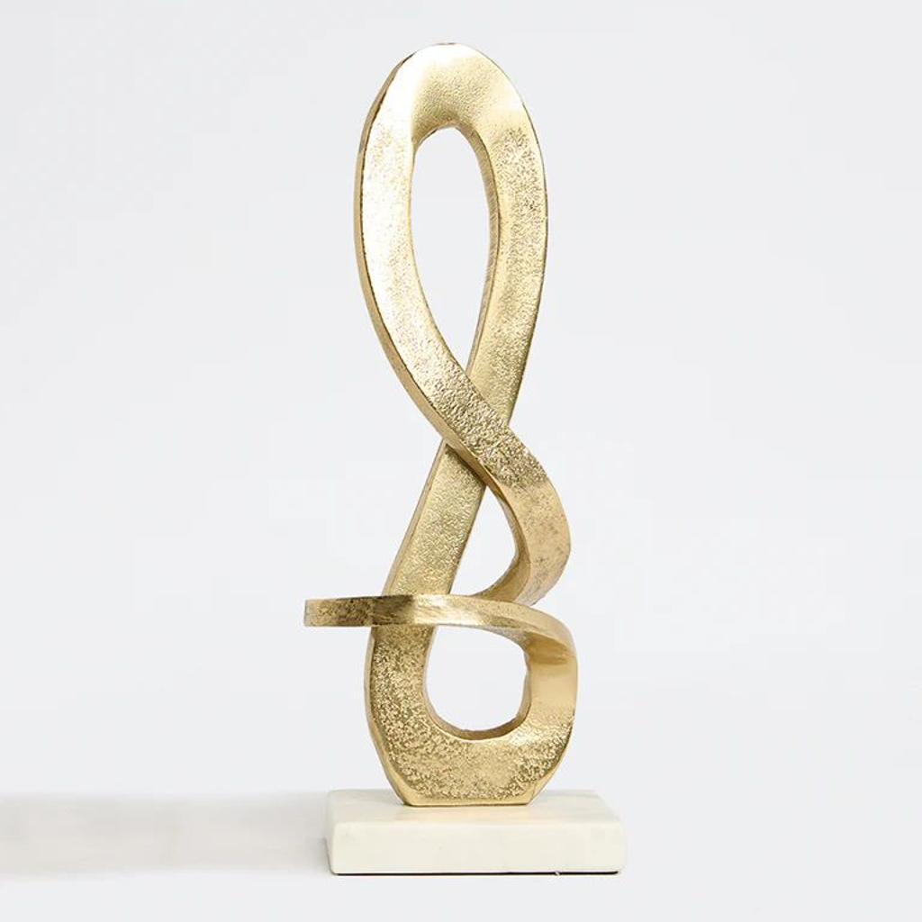 Westside Home Gold Knotted Sculpture on Marble Stand