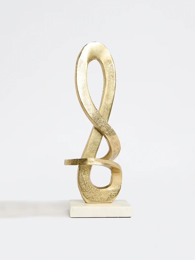 Westside Home Gold Knotted Sculpture on Marble Stand