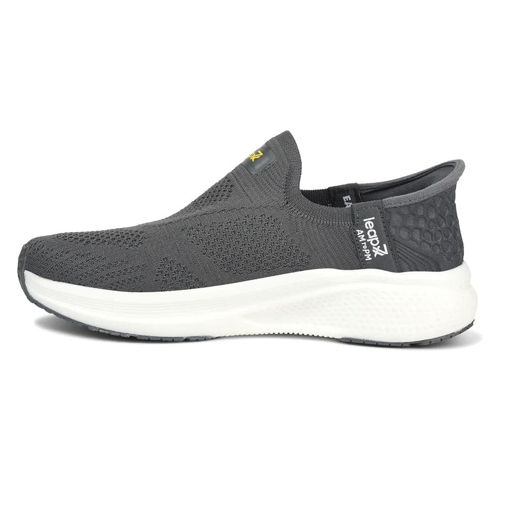 Leap7x Dark Grey Sports Non Lacing Walking Shoes For Men EAZYGO-253 By Liberty — photo 3