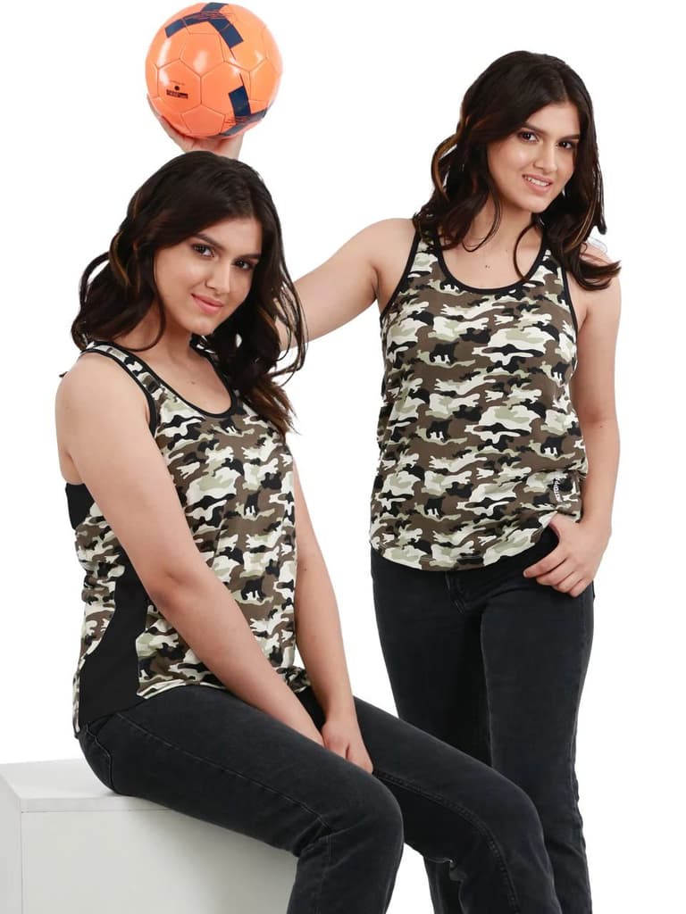 Camouflage Printed Bamboo Tank Top For Women (Pack of 2) — photo 2