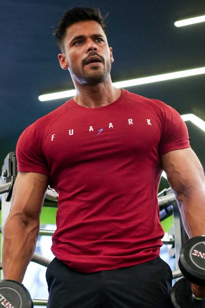 Checks T-shirt Maroon — S