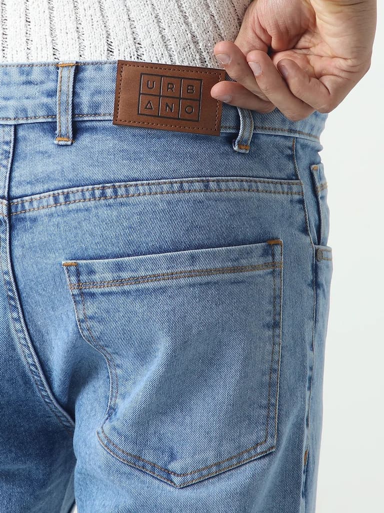 Men's Ice Blue Slim Fit Washed Denim Jeans Stretchable — photo 6