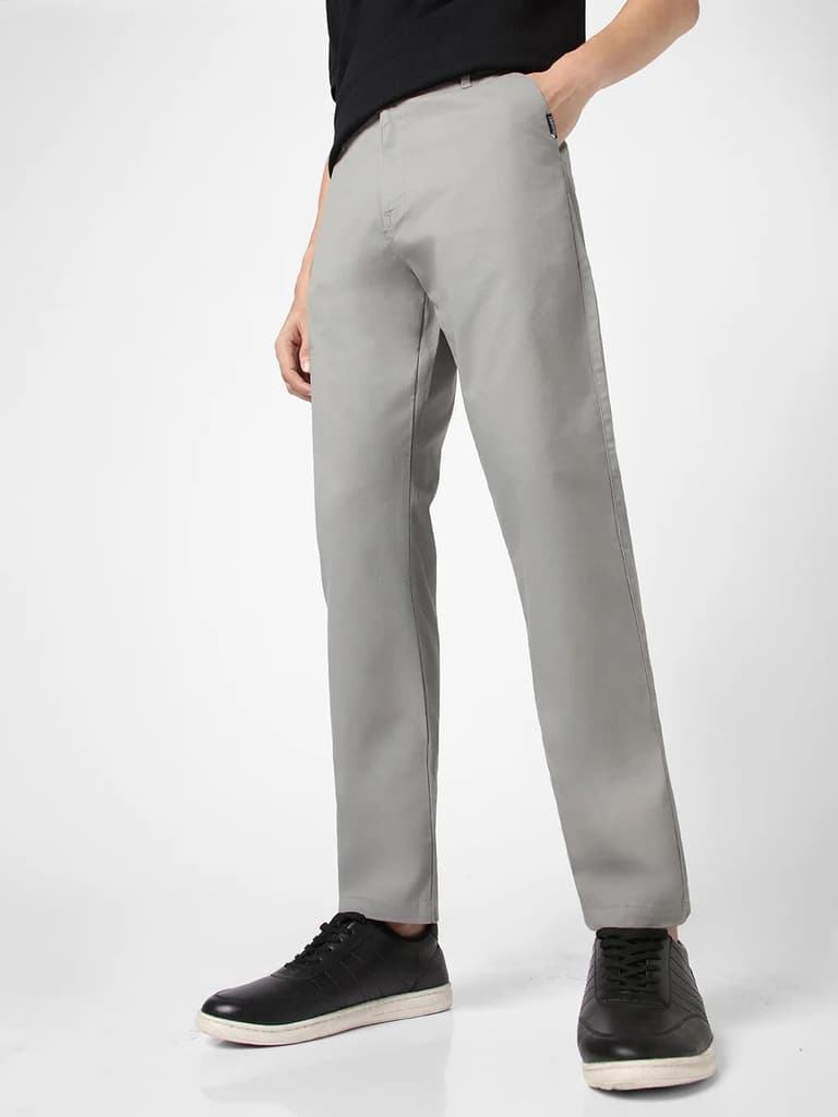 Men's Light Blue Cotton Regular Fit Casual Chinos Trousers Stretch — 28 / Light Blue