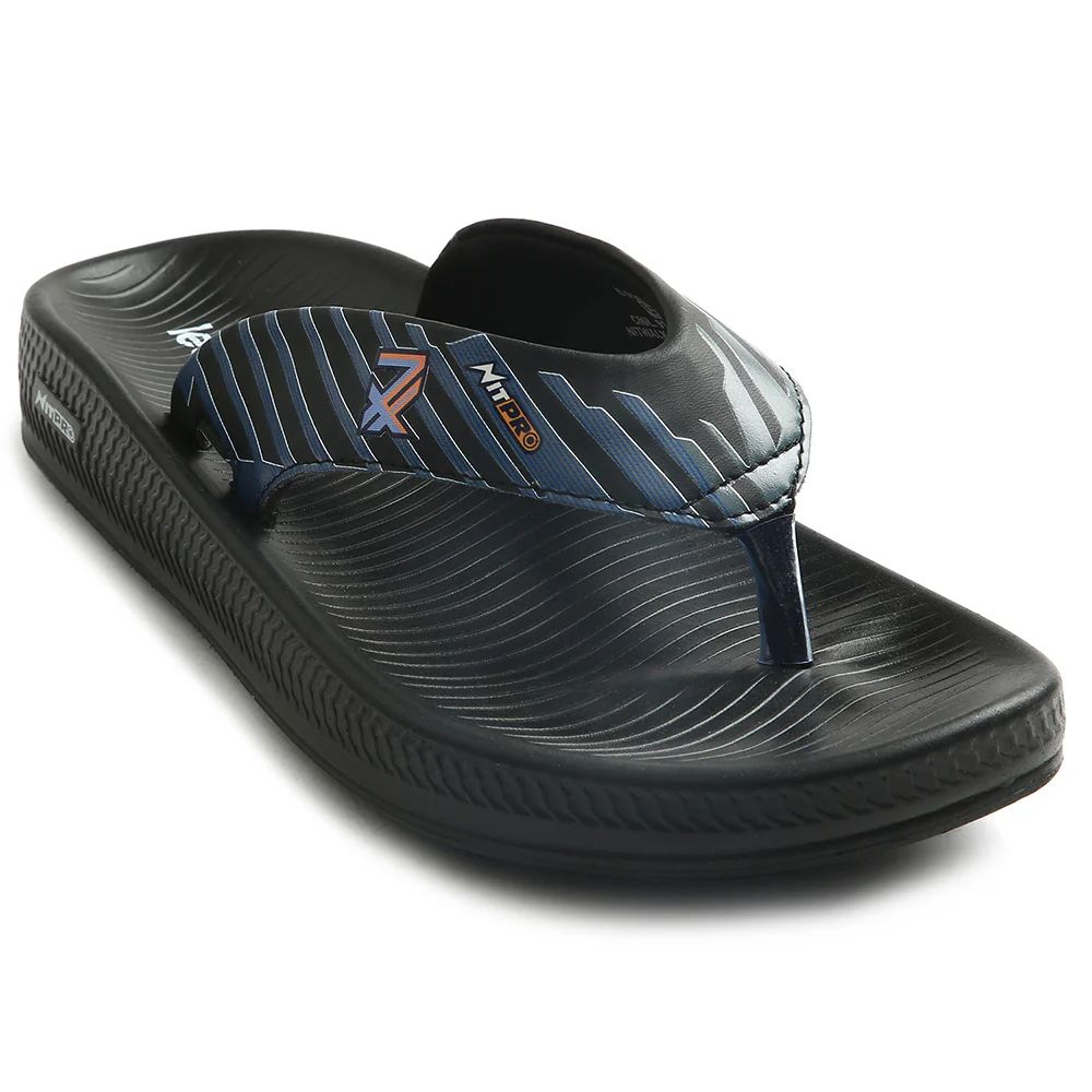 Leap7x Black Casual Flip Flop For Men NITWALK-1 By Liberty