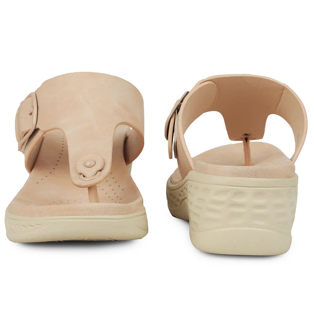 Healers Beige Wedge Heel Sandal For Women ZQ-FD-51 By Liberty — photo 6