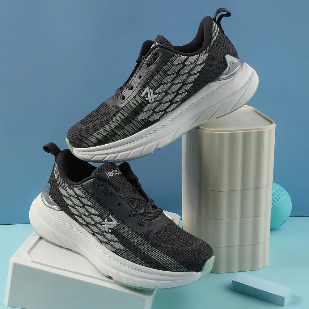 Leap7x Dark Grey Lacing Sports Walking Shoes For Kids OUTER-01 By Liberty — photo 4